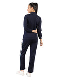 Livfree Ladies Full Sleeve T-Neck Color block Regular Fit Tracksuit- Navy