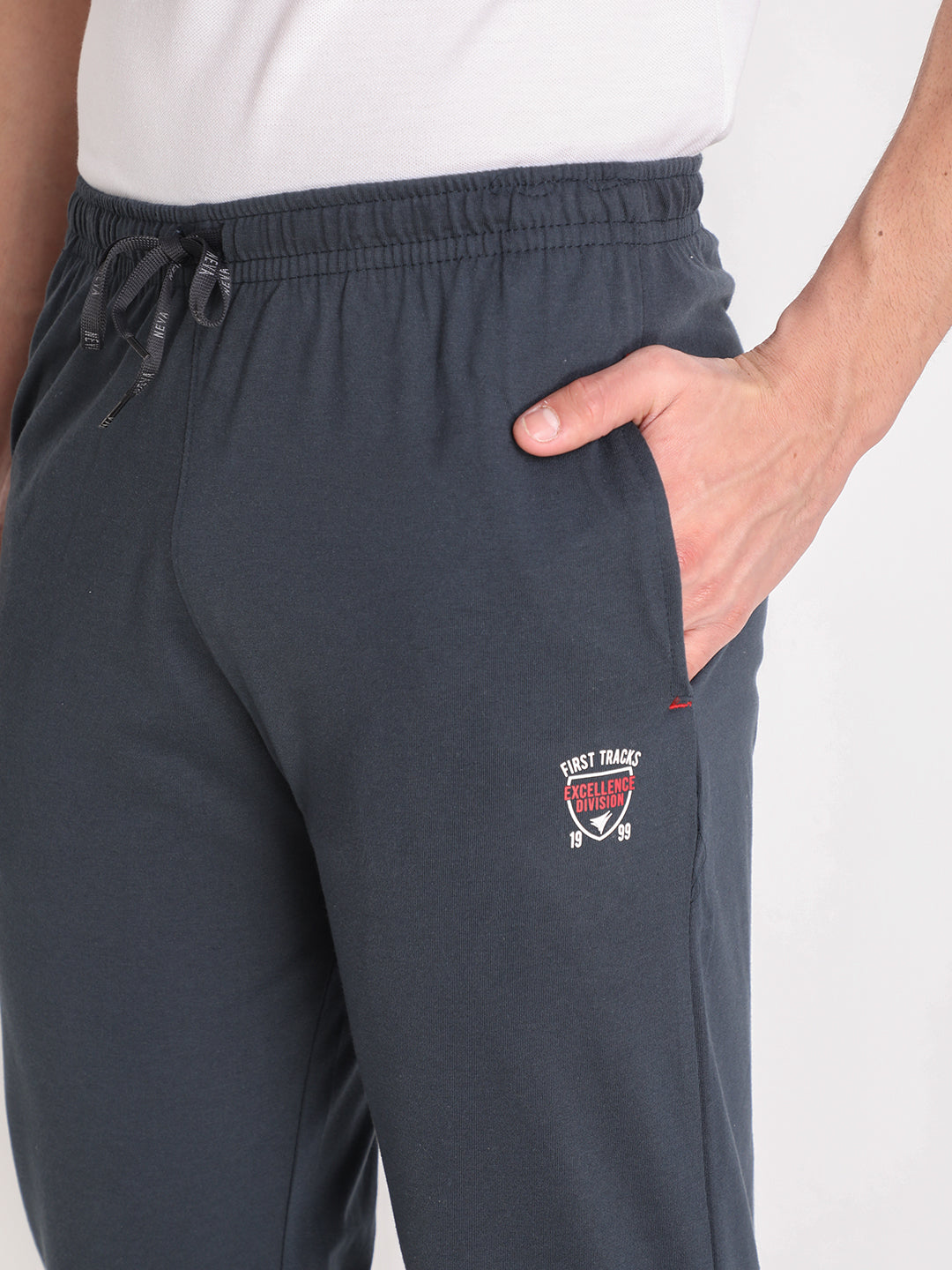 Neva Men's Solid Print Trackpant- Dark Grey