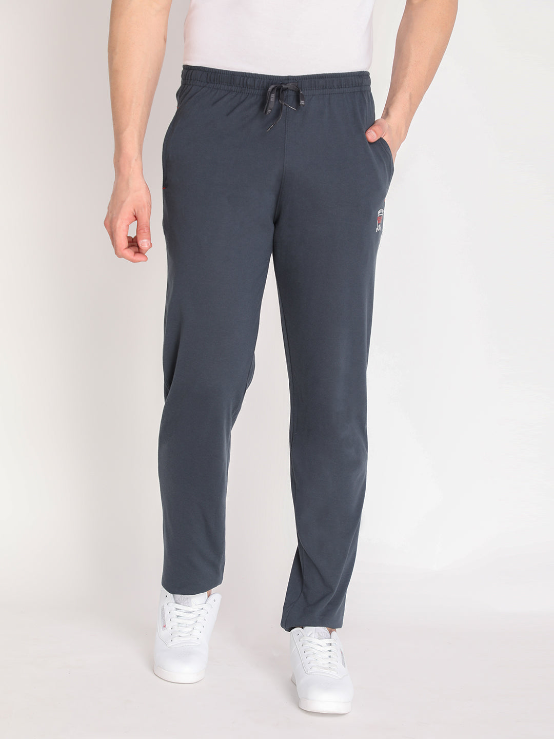 Neva Men's Solid Print Trackpant- Dark Grey