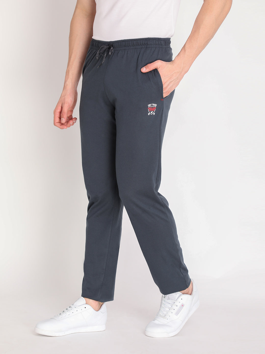 Neva Men's Solid Print Trackpant- Dark Grey