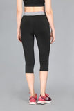 Livfree Women's Capri in Solid Pattern One side zipper pocket -Black