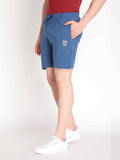 Neva Men's Solid Print Bermuda with side Pocket- Denim Milange