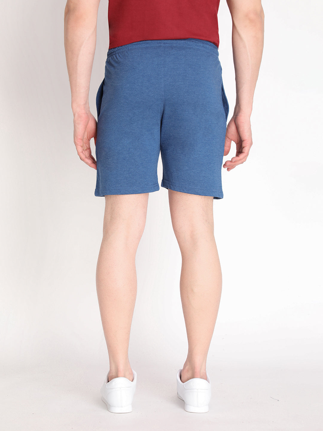 Neva Men's Solid Print Bermuda with side Pocket- Denim Milange