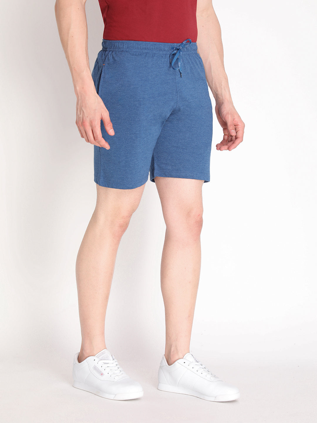 Neva Men's Solid Print Bermuda with side Pocket- Denim Milange