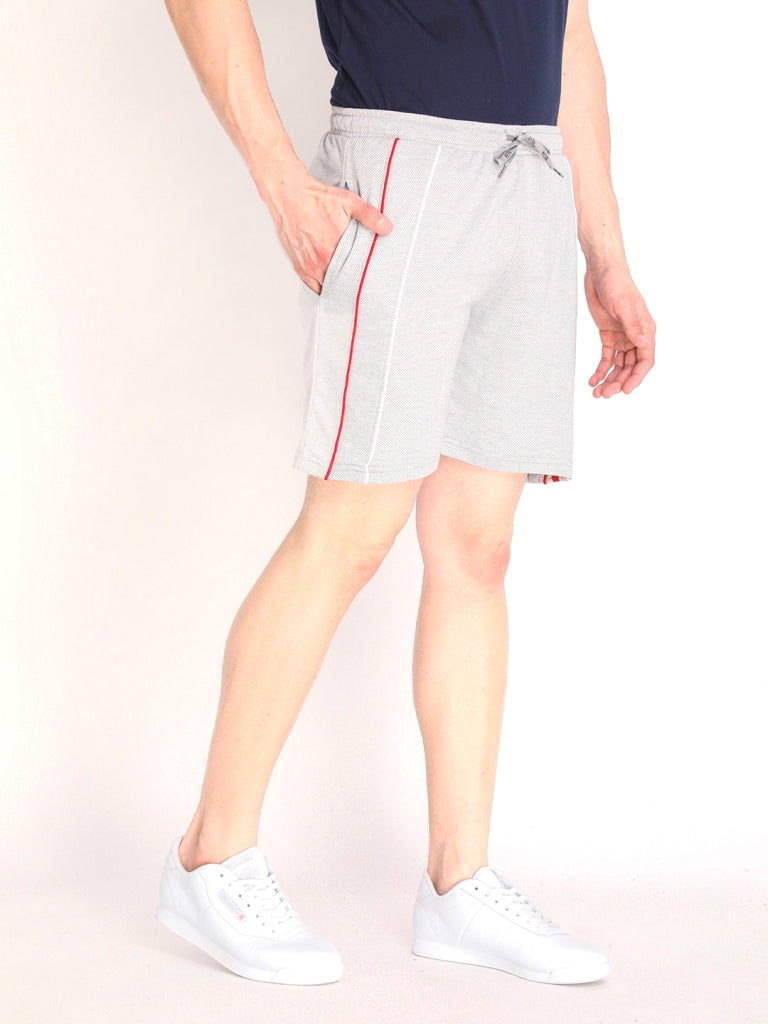 Neva Men's Contrast Front Piping Smart Look Bermuda- Milange Grey