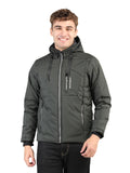 Livfree Gents Solid Full Sleeve Detachable Hoody Regular Fit Jacket-Olive