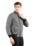 Livfree Gents Full Sleeve T-Neck Basketweave Regular Fit Jacket-Grey