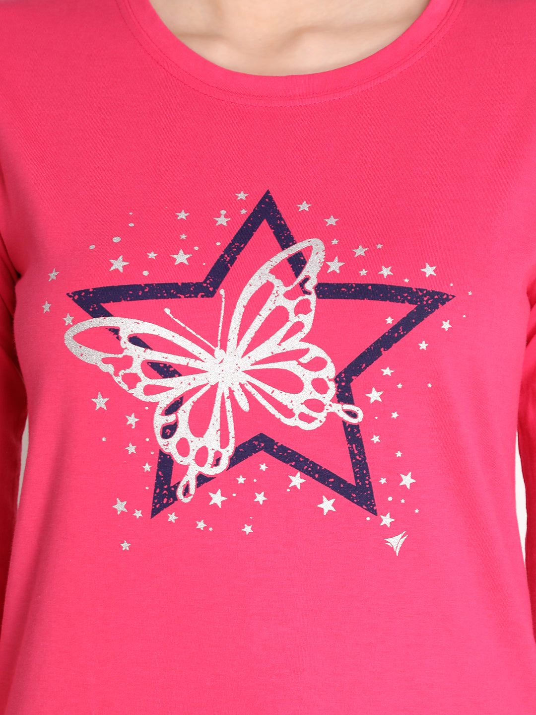 NEVA Women Round Neck Cotton Stylish T-Shirt- Hot Pink