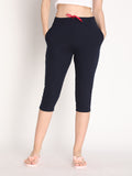 NEVA Women Cotton Capri Pants- Navy