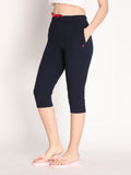 NEVA Women Cotton Capri Pants- Navy