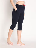NEVA Women Cotton Capri Pants- Navy