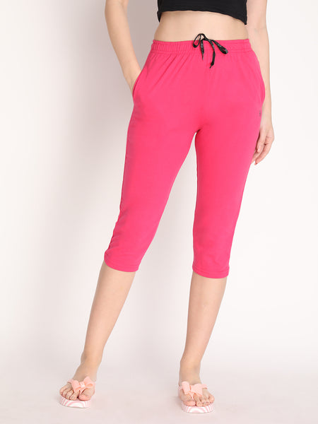 NEVA Women Cotton Capri Pants- Hot Pink – Neva Clothing India