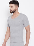 Men's Thermal Round Neck Half Sleeve -Milange Grey (Velveti)