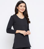 Neva Women Round Neck 3/4th Sleeves Upper- Anthra (Glaccia)