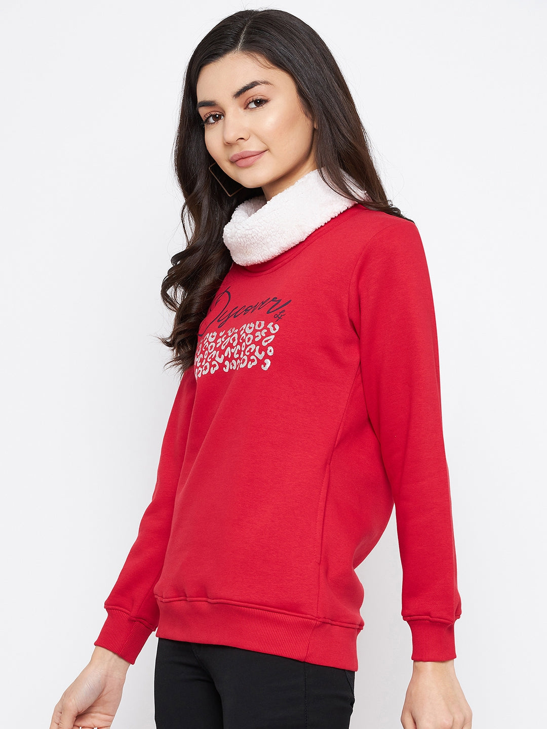 Livfree women High Neck Chest printed Full Sleeve sweatshirt