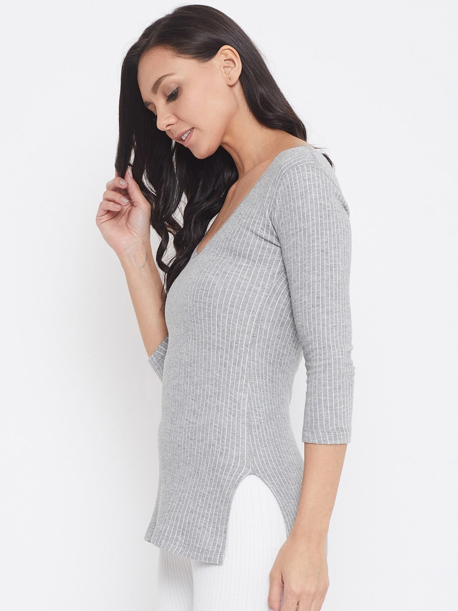 Neva Modal Deep Scoop Neck 3/4th Sleeve Warmer/Thermal Upper for Women