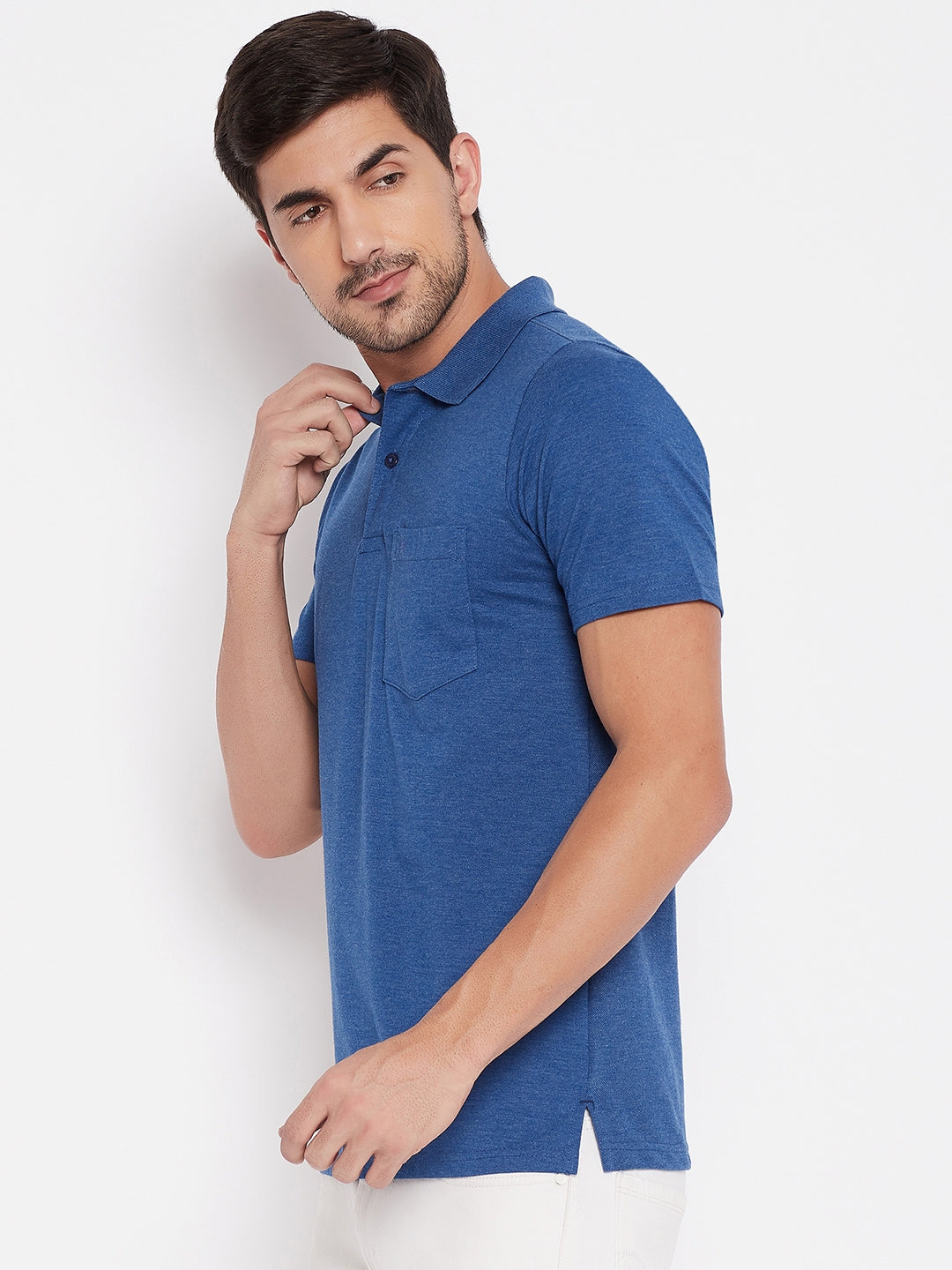 LIVFREE Polo Neck Men's T-Shirt in Solid Pattern Half Sleeve