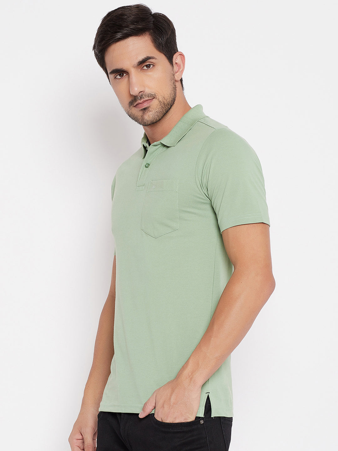 LIVFREE Polo Neck Men's T-Shirt in Solid Pattern Half Sleeve