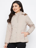 Livfree Women Full Zipper Hoody Jacket- Beige
