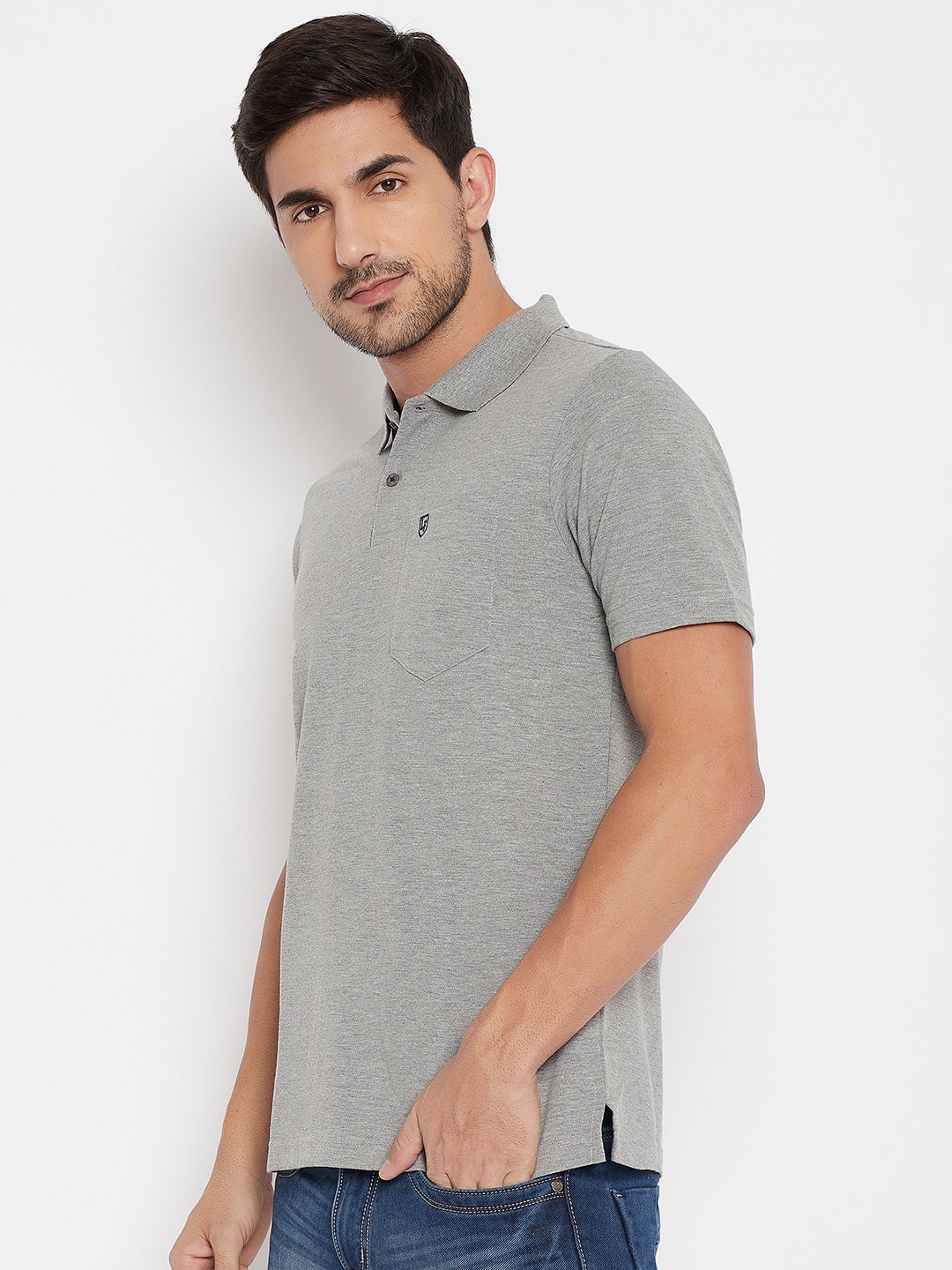 LIVFREE Polo Neck Men's T-Shirt in Solid Pattern Half Sleeve