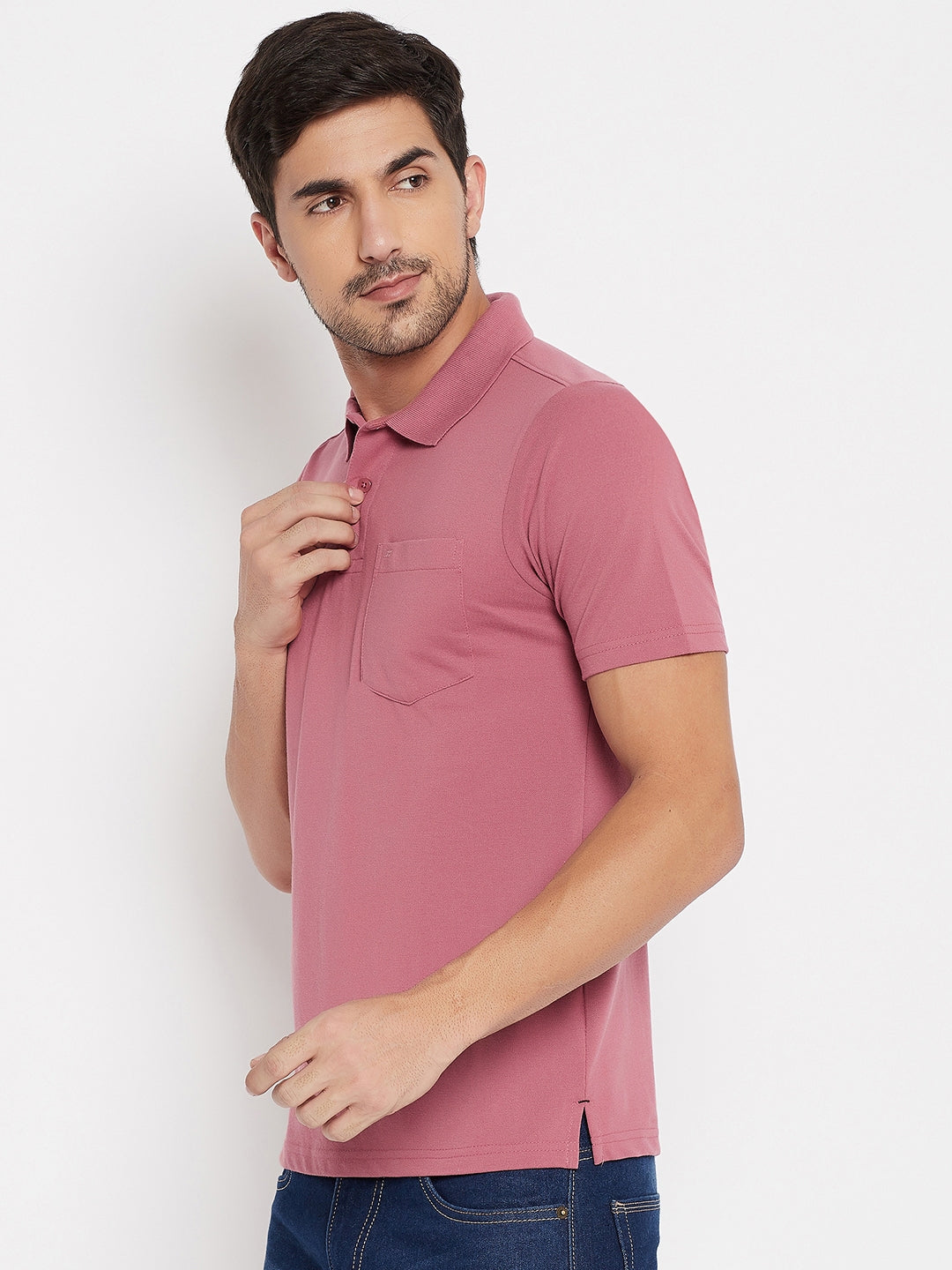 LIVFREE Polo Neck Men's T-Shirt in Solid Pattern Half Sleeve