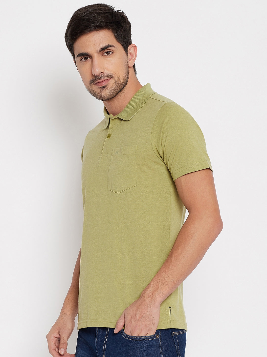 LIVFREE Polo Neck Men's T-Shirt in Solid Pattern Half Sleeve