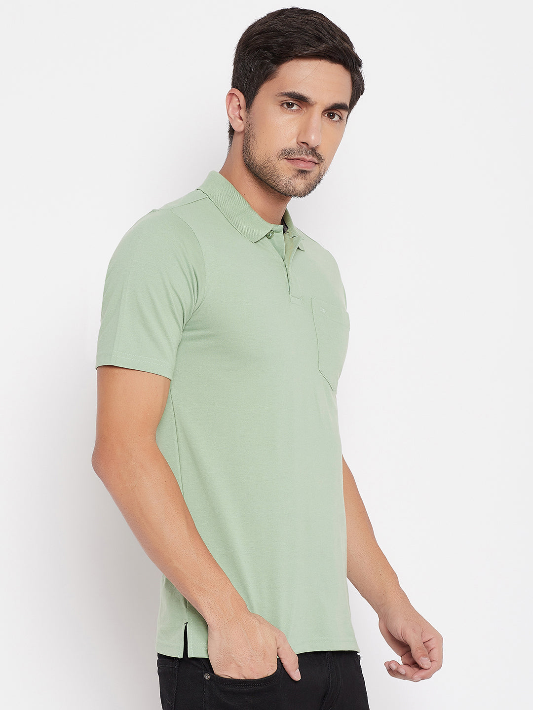 LIVFREE Polo Neck Men's T-Shirt in Solid Pattern Half Sleeve