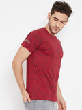 LIVFREE Men's Round Neck Half Sleeve Printed T-Shirt-Red