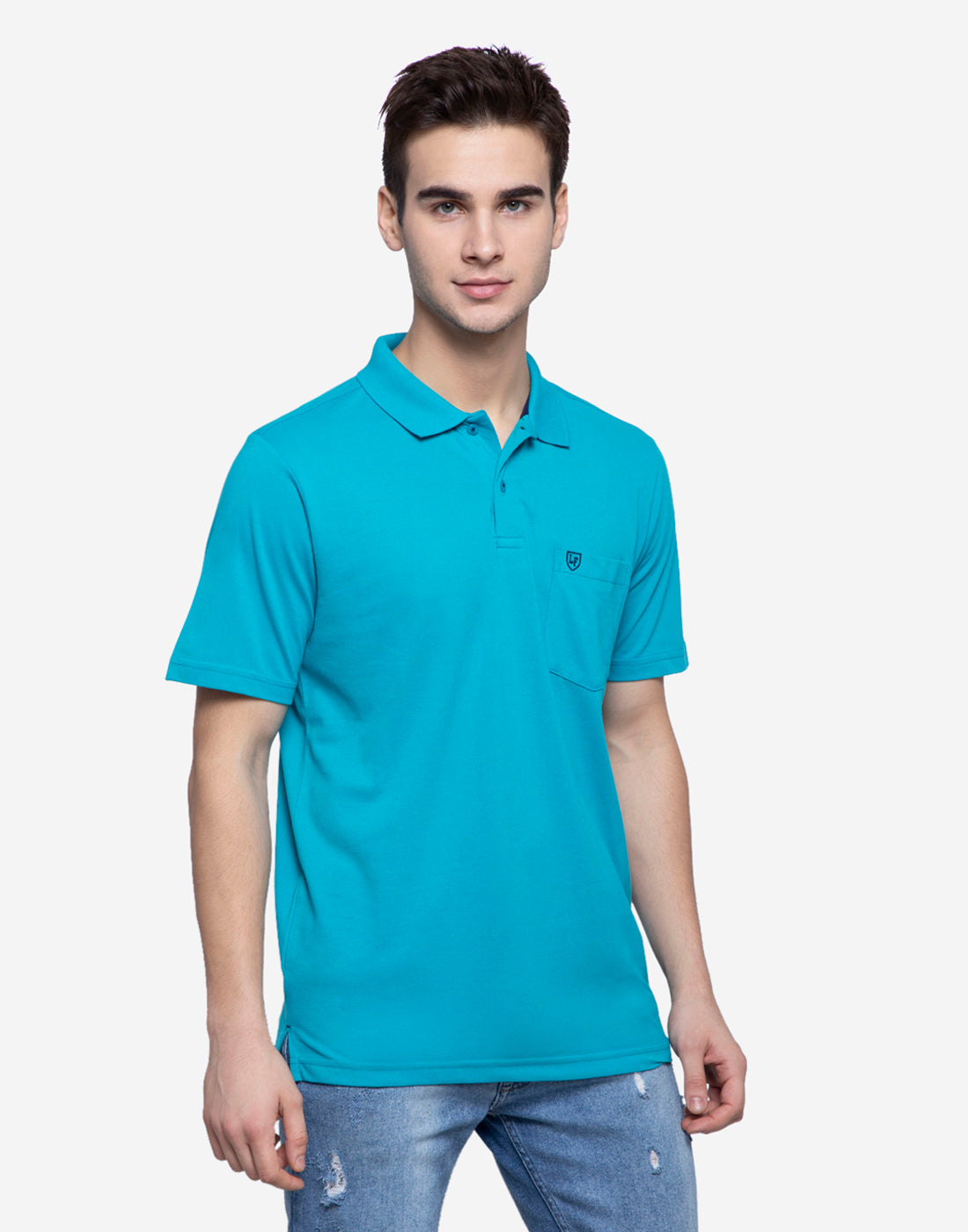 LIVFREE Polo Neck Men's T-Shirt in Solid Pattern Half Sleeve