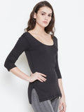 Neva Velveti Deep Scoop Neck 3/4th Sleeve Warmer/Thermal Upper for Women