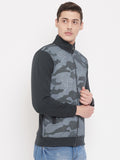 Livfree Turtle Neck Full Sleeves Camo Sweatshirt With Side Pockets For Men-Black