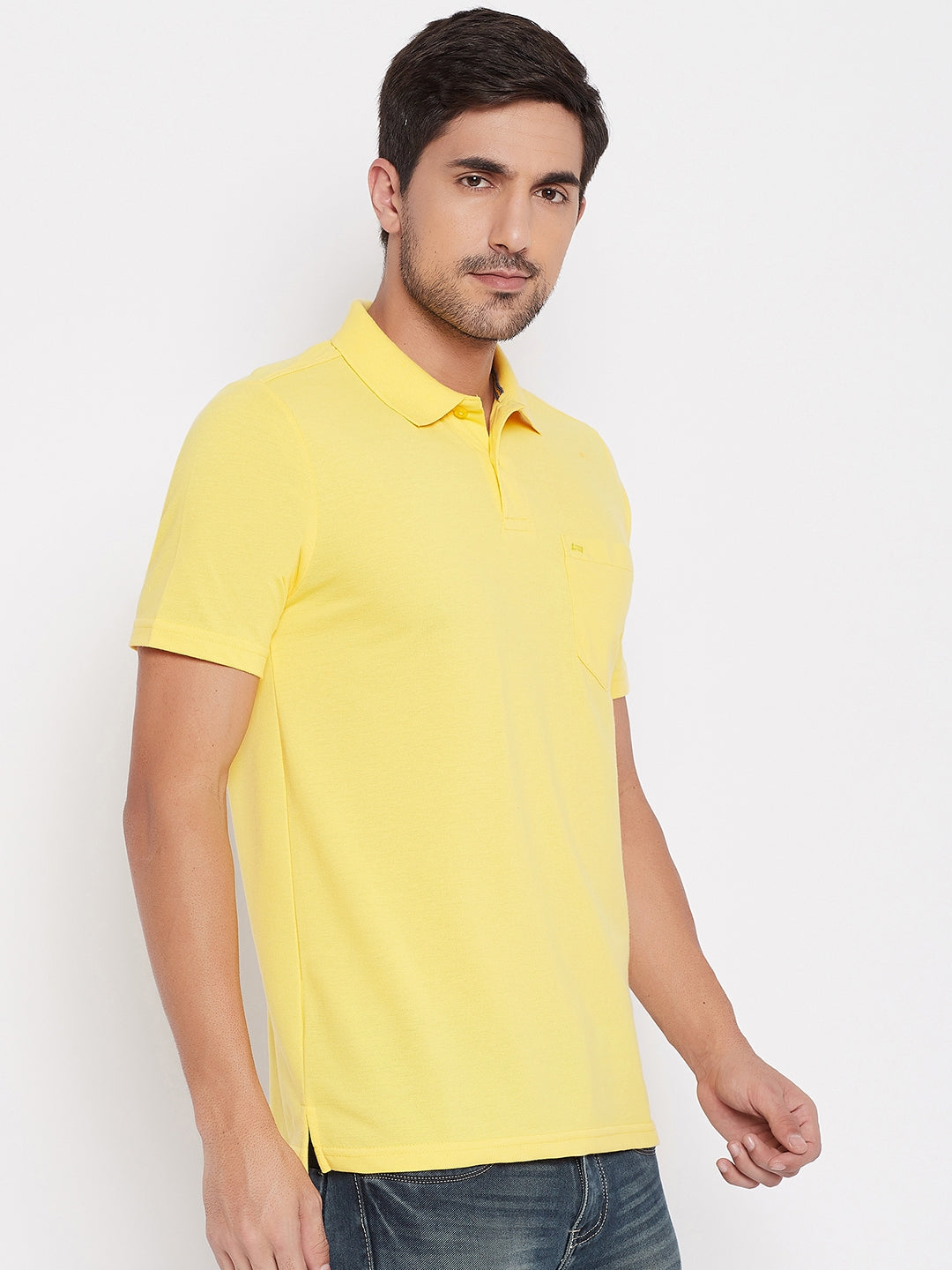 LIVFREE Polo Neck Men's T-Shirt in Solid Pattern Half Sleeve