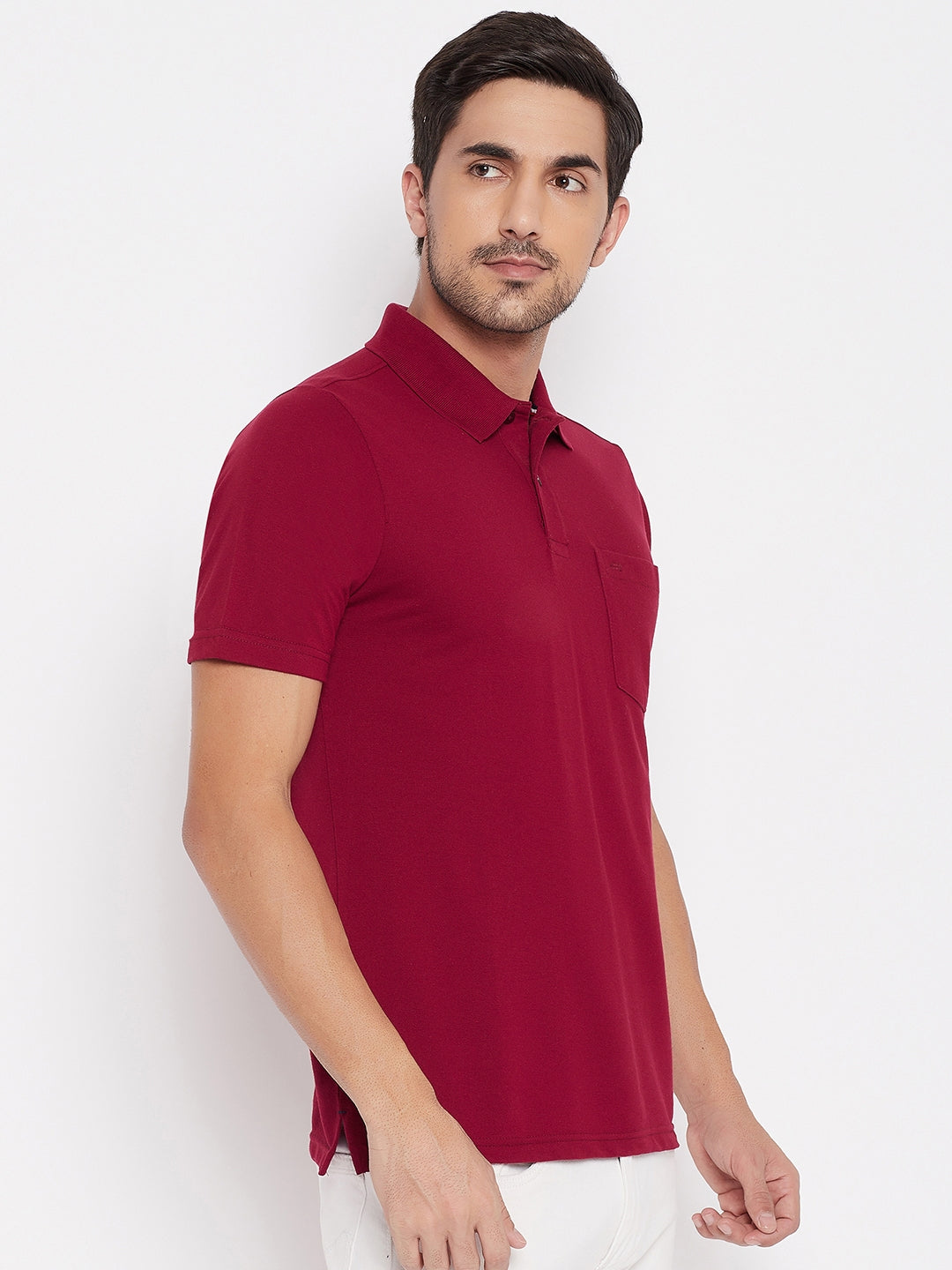 LIVFREE Polo Neck Men's T-Shirt in Solid Pattern Half Sleeve