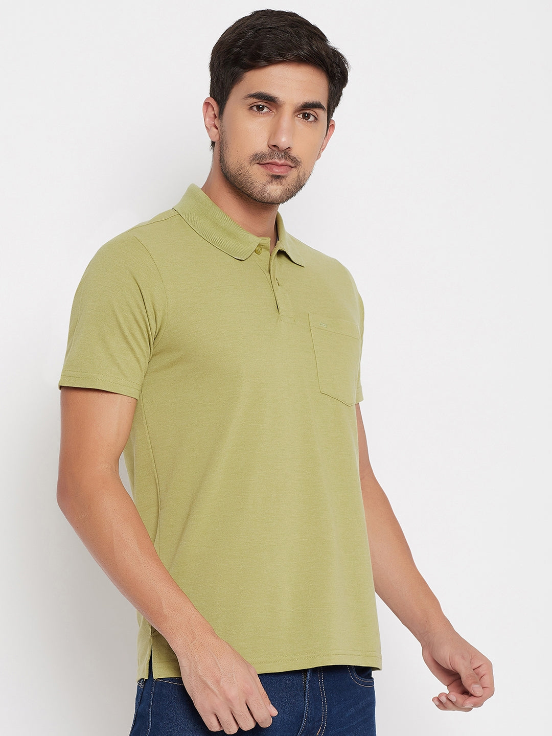 LIVFREE Polo Neck Men's T-Shirt in Solid Pattern Half Sleeve