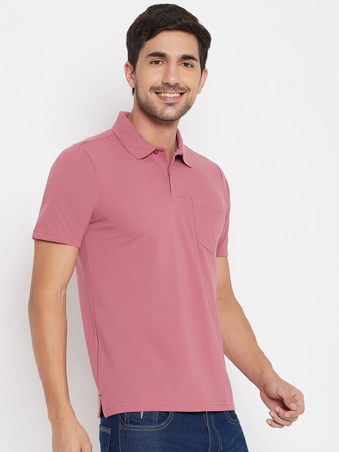 LIVFREE Polo Neck Men's T-Shirt in Solid Pattern Half Sleeve