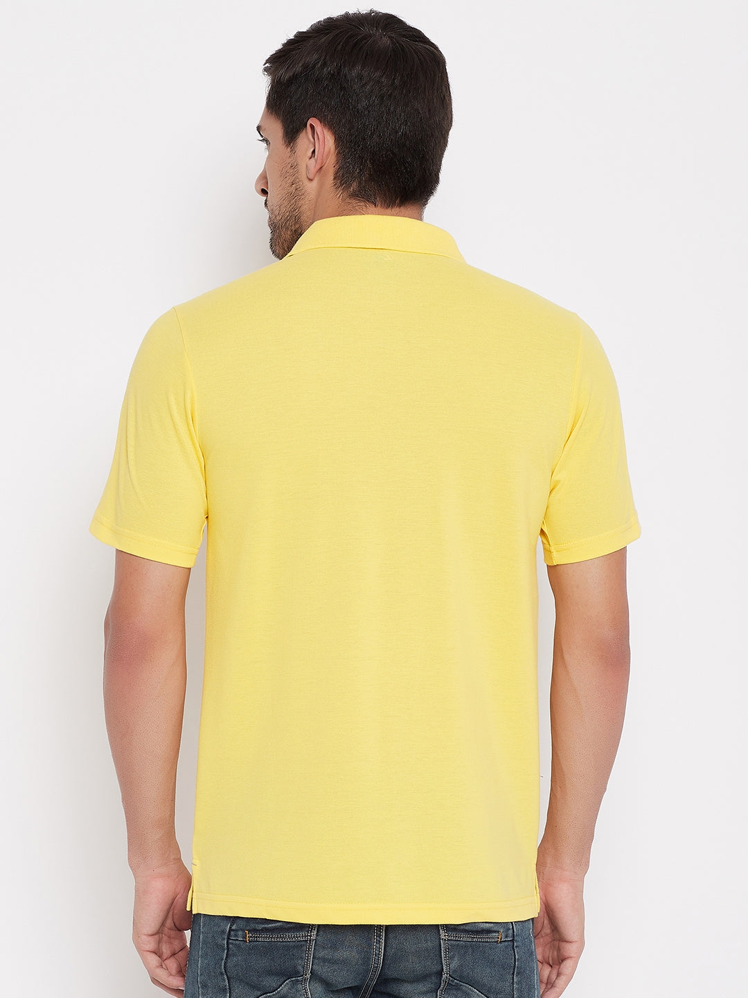 LIVFREE Polo Neck Men's T-Shirt in Solid Pattern Half Sleeve