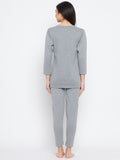 Neva Women Round Neck 3/4 Sleeve Thermal Upper & Bottom Set- Milange Grey (Glaccia)