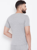 Men's Thermal Round Neck Half Sleeve -Milange Grey (Velveti)