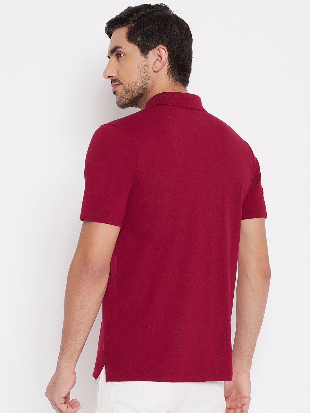 LIVFREE Polo Neck Men's T-Shirt in Solid Pattern Half Sleeve