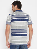 LIVFREE Men's Regular Fit Multicolored Stripes T-Shirt -Denim