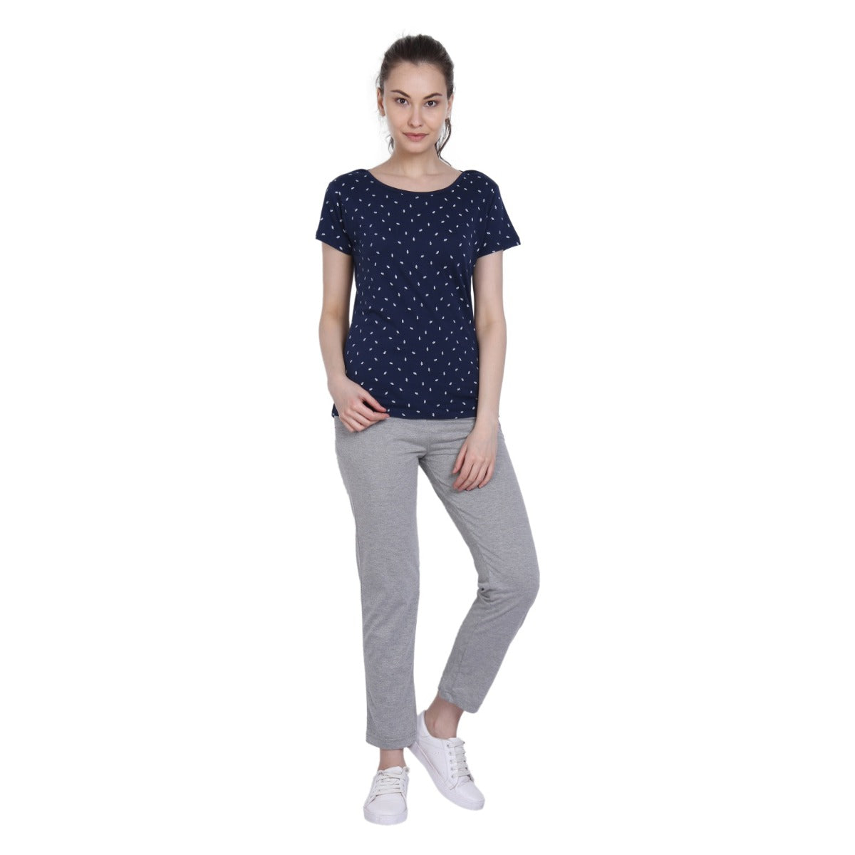 NEVA Round Neck Half Sleeve Front Printed T-shirt For Women-DENIM
