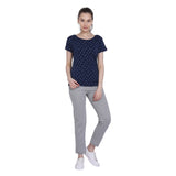 NEVA Round Neck Half Sleeve Front Printed T-shirt For Women-DENIM