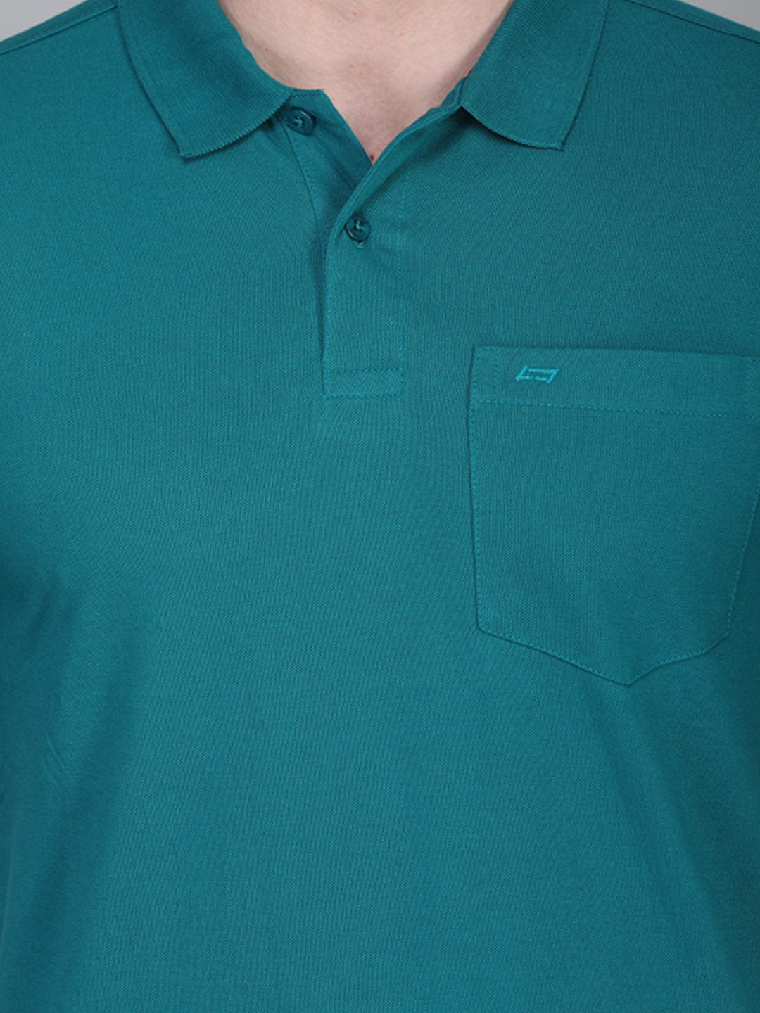 LIVFREE Polo Neck Men's T-Shirt in Solid Pattern Half Sleeve