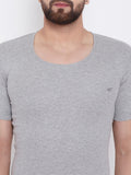 Men's Thermal Round Neck Half Sleeve -Milange Grey (Velveti)