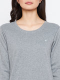 Neva Women Round Neck 3/4 Sleeve Thermal Upper & Bottom Set- Milange Grey (Glaccia)