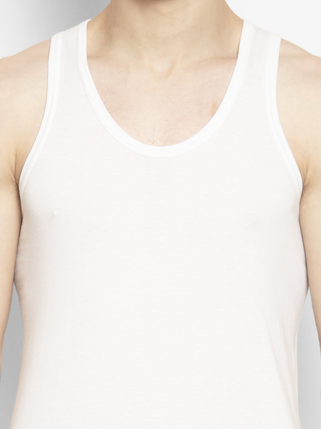 Men's Neva Koolin White Round Neck Sleeveless Sandow Vest - Cotton, Extra Soft, Creating Koolin Effect for Comfort - Ideal for Summer, Gym, and Everyday Wear- Pack of 6 Pcs