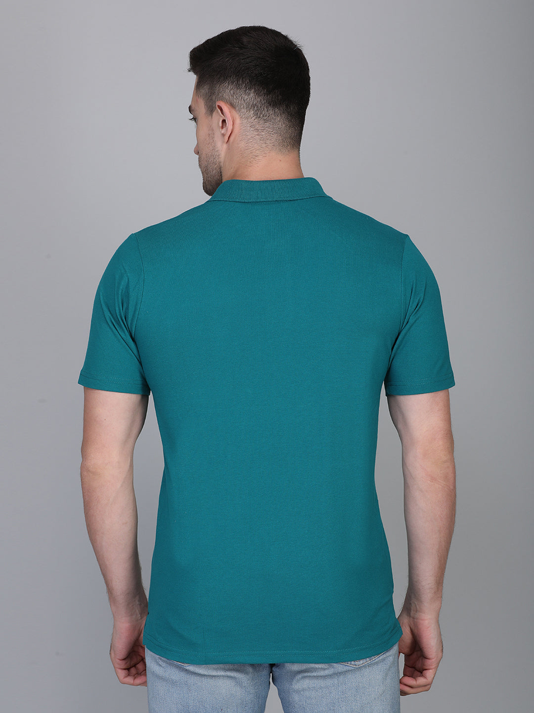 LIVFREE Polo Neck Men's T-Shirt in Solid Pattern Half Sleeve