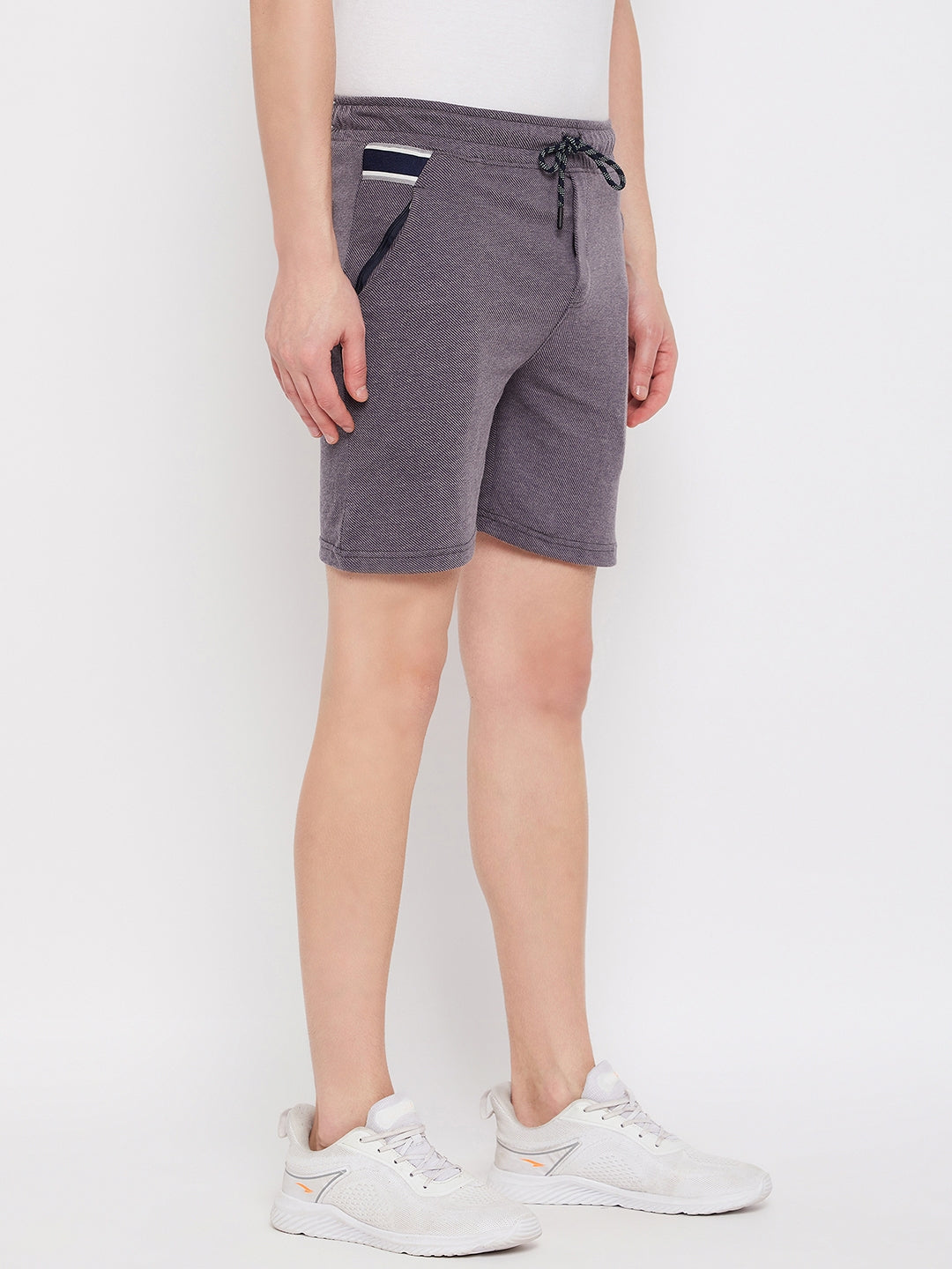 Livfree Men's Bermuda in Wave Pattern Both Side Zipper Pockets - Navy Mix