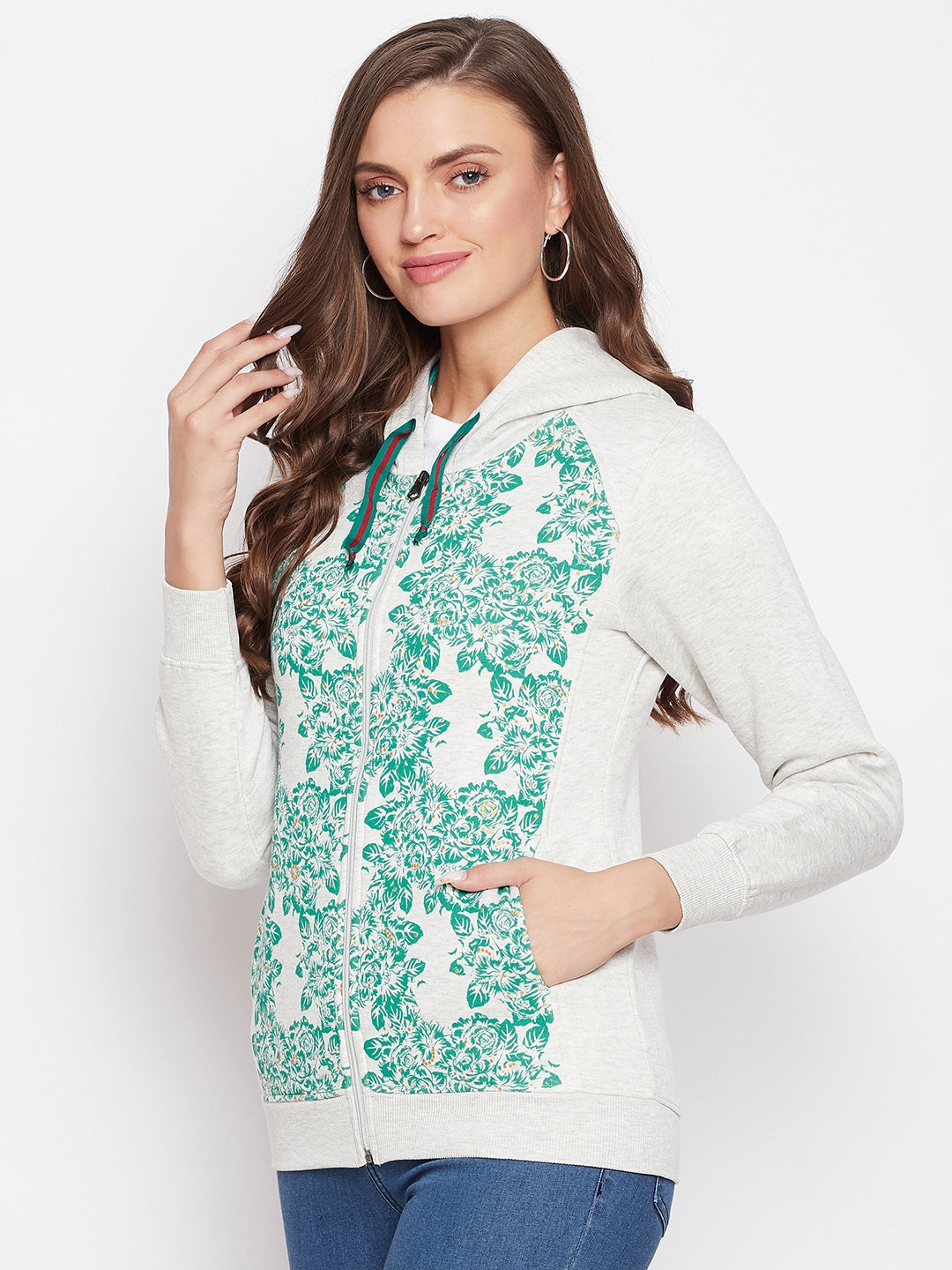 Livfree Women's Hoodie Full Sleeves Printed Sweatshirt - Milange Grey