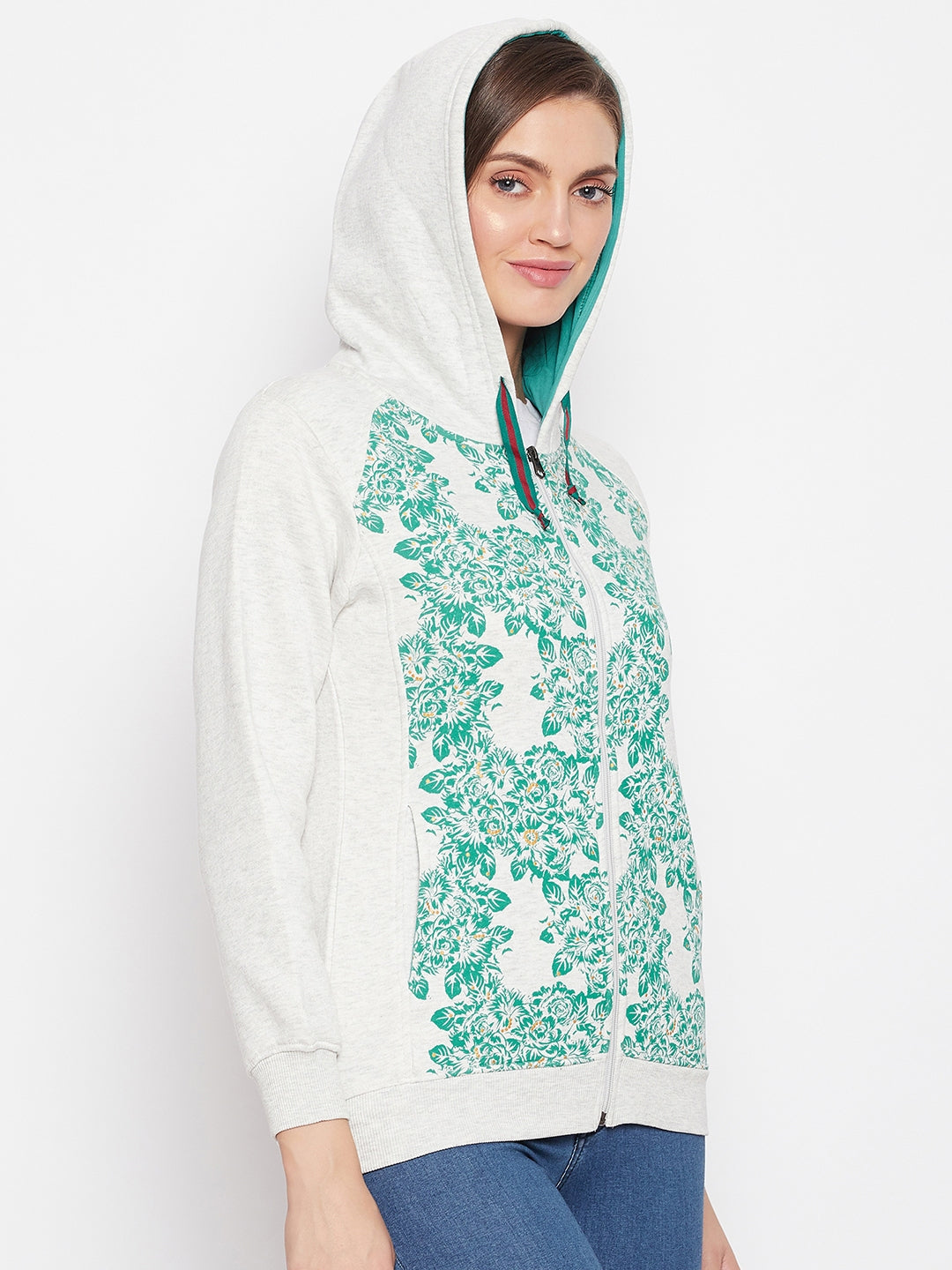 Livfree Women's Hoodie Full Sleeves Printed Sweatshirt - Milange Grey